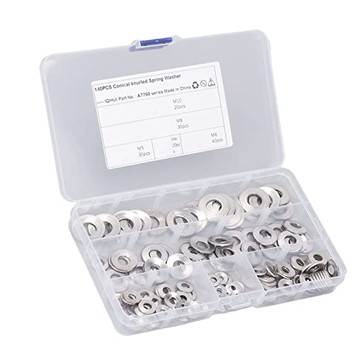 140Pcs 5 Types Conical knurled Spring Washer Bellevill e Washer Assortment Kit Stainless Steel Serrated Conical Spring Washer M4 M5 M6 M8 M10 Kit