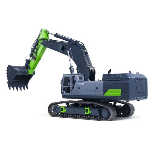 Image of RTR 1 /12 Remote Control Hydraulic Excavator 395F Heavy Duty Machine Metal 6CH Valves RC Digger Brushless Motor ESC Quick Coupler Hobby Grade Model for Ages 14+(Grren and Grey)