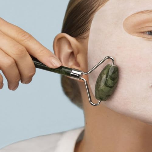 Massageador 2 Em 1 Placa Gua Sha Rolo De Jade Natural Estimulador facial Anti Estresse Anti Rugas Re