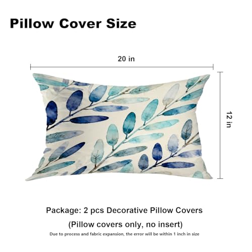 Housse de coussin feuilles bleues avec fermeture éclair invisible - 6