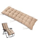 XNKLPY Cojín para Tumbona Jardín Exterior con Correas, 120/153x55x10 CM Cojín para Silla Plegable con Respaldo Alto, Cojín Reclinable para Silla de Jardín Silla Mecedora Patio D 120cm