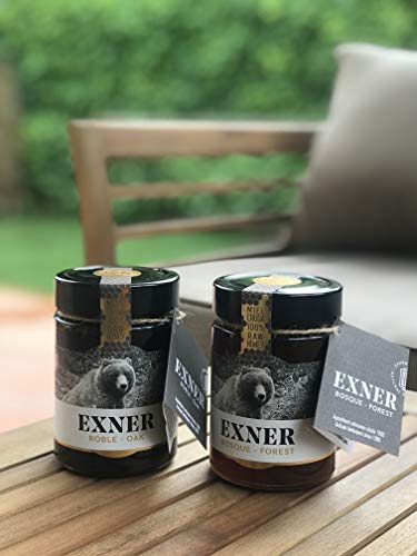 EXNER Miel Cruda 100% Raw Honey Artesana - 2 variedades ROBLE (450 gr) y BOSQUE (450 gr) - Naturaleza y Montaña, Pura, Sin filtrar, Sin pasteurizar, Sin gluten - Imagen 3