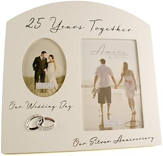 ukgiftstoreonline Silver 25th Wedding Anniversary Multi Photo Picture Frame Keepsake Gift