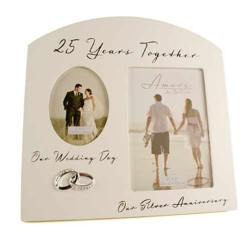 ukgiftstoreonline Marco de fotos para 25 aniversario de boda, color plateado Cover