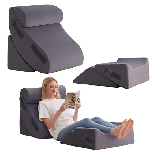 Image of Ahpmeoa 5Pcs Orthopedic Bed Wedge Pillow Set for After Surgery, Adjustable Wedge Pillow for Acid Reflux Relief, Bed Wedge Pillow Post Surgery, Memory Foam Wedge Pillows for Sleeping, Short Plush