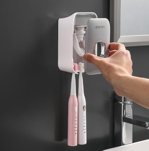 Image of Evona Wall Mounted Automatic Toothpaste Dispenser Squeezer with Toothbrush Holder Bathroom Accessories Sets