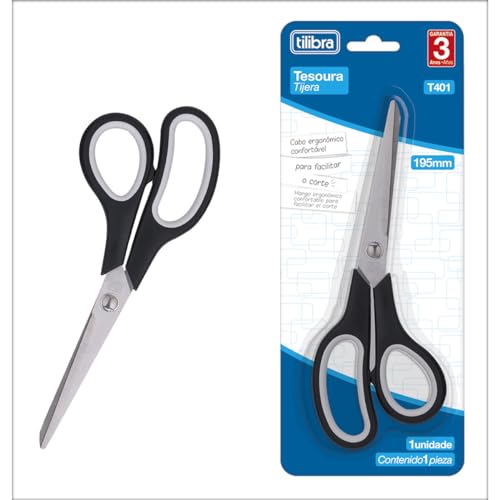 Tilibra - Tesoura Comfort Grip 195mm T401 Preta - 1 un