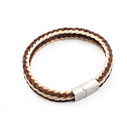 crintiff - Horsehair Bracelet Square Braided for Men and Women - Collection Rodeo - Color Brown - Size 6.30/6.70in - Small
