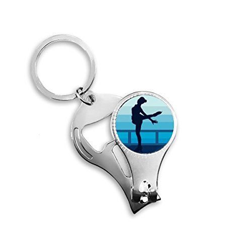 Porte-clés patinage artistique rétro illustration aquarelle décapsuleur coupe-ongles