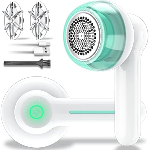 Lint Remover, Fabric Shaver Electric Bobble Remover for Clothes, USB Charging Fluff Remover Sweater Shaver with 2 Replacement Heads for Clothes Fabric