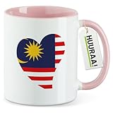 Huuraa Kaffeetasse Malaysia Flagge Herz 330ml Rosa Keramik Kaffeebecher Geschenkidee