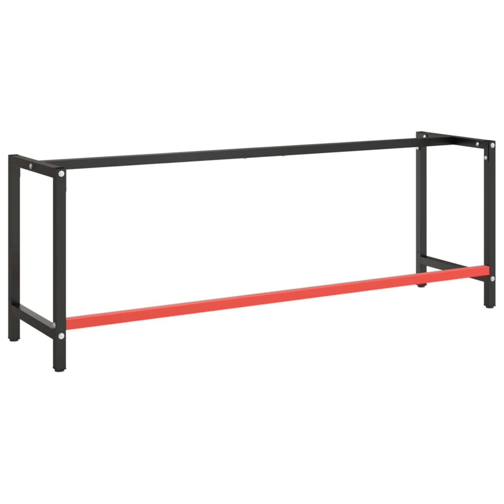 Tidyard Estructura Banco de Trabajo Metal Soporte de Mesa Taller Herramientas Moderno Base de Banco de Trabajo Negro y Rojo Mate 220x57x79cm