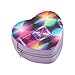 Yuiboo Glittering Hologram Gemstone Fashion heart-shaped Jewelry Storage with Partitions for Girls