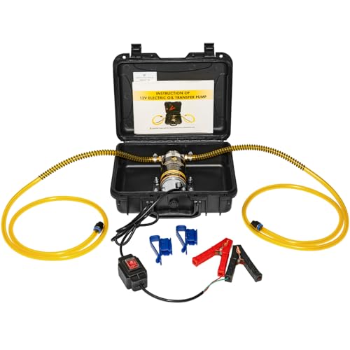 FACFUEL Electric Oil Extractor Pump 12/24V 100W High Flow Oil Change Pump with Anti-Kink Hose Transmission Fluid Transfer Pump for Automotive Marine Boats Jet Ski Lawn Mowers DIY Oil Transfer