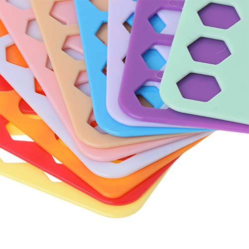 Embroidery Floss Organizer, 10 Pcs Plastic Cross Stitch Thread Holder Storage Tool + 2 Sheet Label Tags, Needlework Project Card Embroidery Finishing Board Craft Tools, Random Color (Hexagon)