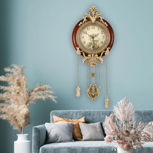 Aero Snail Dia 9-inch Retro Style Vintage Wood Indoor Wall Clock with Swinging Pendulum (Requires 2 AA Batteries for Clock Hands and Pendulum) - Image 3