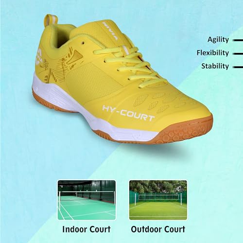 Image of NIVIA HY-Court 2.1 Badminton Shoes for Men | Ultimate Footwear for Court Mastery | Padel Shoes | Pickleball Shoes | Non-Marking Court Shoes | Unleash Your Full Court Potential | (Navy Blue /Red /Yellow /Black)