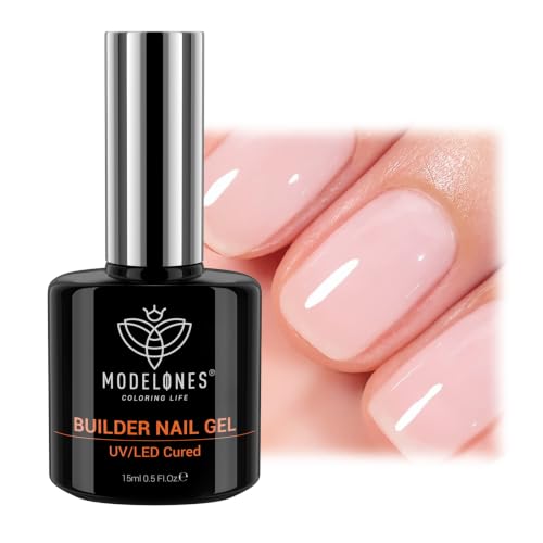 modelones Builder Nail Gel, 8-in-One Cover Nude Builder, LED Lamp Cured