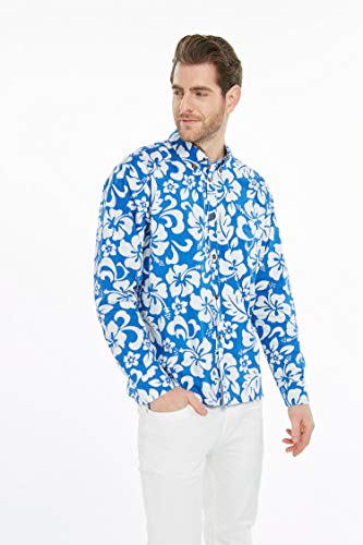 Image of Hawaii Hangover Family Matching Clothes, Classic Vintage Hibiscus Blue | Family matching Hawaiian outfits, Classic Vintage Hibiscus Blue, 100% cotton, machine washable, tropical floral print, luaus