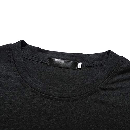 Fashion Mens T Shirt Muscle Gym Workout Athletic Shirt Cotton Tee Shirt Top Black Large