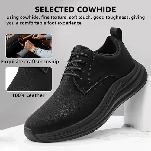 Men's Orthopedic Wide Walking Dress Shoes - Arch Support Plantar Fasciitis Classic Formal Leather Oxford - Comfortable Casual Classic Flat Feet Orthotics Sneakers for Foot and Heel Pain Relief3