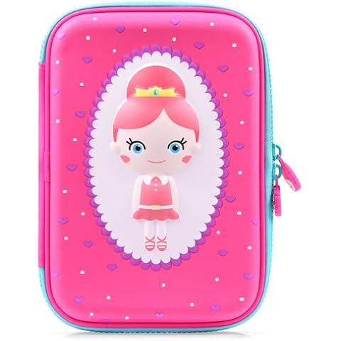 rockpapa High-Capacity Princess Pencil Case, Pencil Box, Storage Box for School Students Girls Teens Kids Toddlers Pink Cover