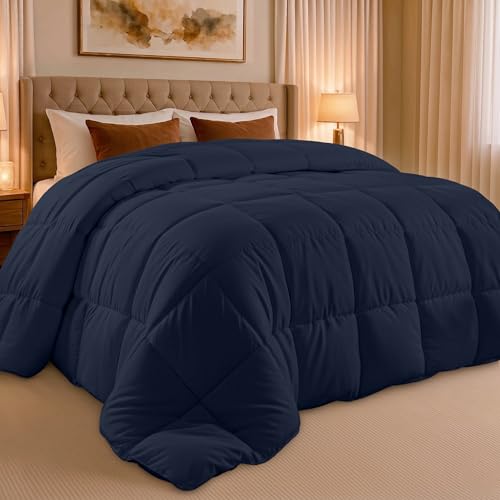 Image of Utopia Bedding California King Comforter, Duvet Insert, Navy, 96 x 102 in