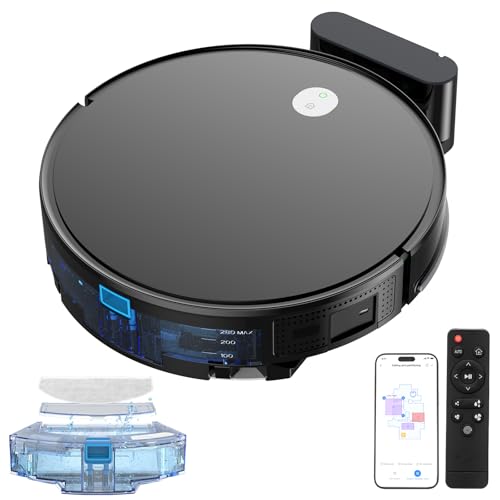 El Mejor Listado de Lavasecadoras Midea los 10 mejores. 43 CAILESER Robot Aspiradora y Trapeador 3 en 1, Aspiradora Robot con Tanque de Agua 2 en 1 controlado electrónicamente, Barredora Robot con Carga Automática (Negro) (Negro)