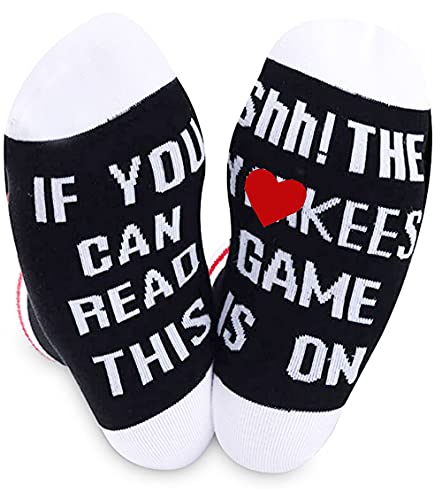 TSOTMO 2 Pairs Baseball Socks Baseball Socks If You Can Read This The Game Is On Socks Gift For Bsaeball Team (Yank)