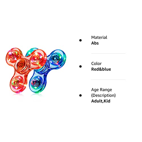 Figrol Fidget Spinner, 2 Pack Led Light Up Fidget Toys Crystal Finger Toy Hand Fidget Spinners-Kids For Reducing Boredom Adhd, Anxiety(Red&Blue) #TOP6