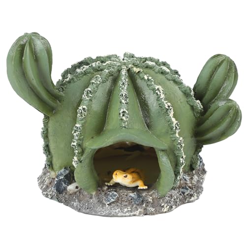 IBWell Resin Cactus Leopard Gecko Hide Reptile Cave?Desert Terrarium Décor?Bearded Dragon Hideout, Small Reptile Hide
