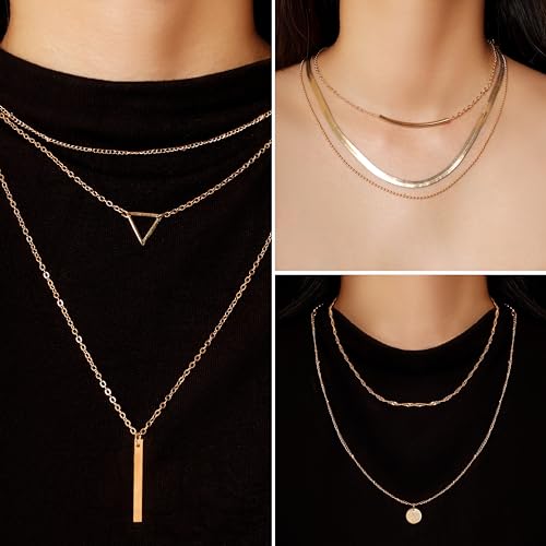 Fumwase Gold Jewelry Set for Women Fashion Costume Jewelry Multi Layered Necklaces Stackable Bracelets Hoop Earrings Knuckle Rings for Valentine Anniversary Birthday Gift Adult3