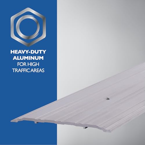 Image of M-D Building Products 69808 Sturdy Aluminum Fluted Saddle Threshold, Mill Finish: Stylish Doorway Transition Draft Protection (1 /4-Inch by 5-Inch - 72-Inch) TH042
