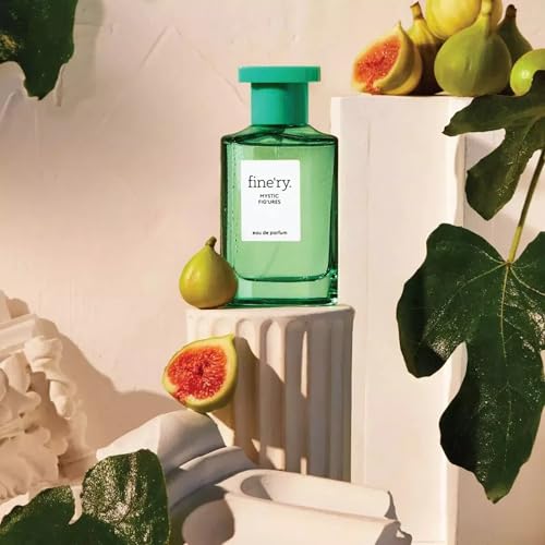 Image of Fine'ry Green Fresh Fig Perfume for Women - Mystic Fig'ures - Long-Lasting with Mediterranean Fig, Ocean Air, Salted Sage, Iris - Woody, Full Size Hair & Body Cologne Parfum Fragrance, Vegan (60mL)