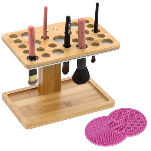 Bamboo Brush Makeup Cosmetic Air Drying Rack Tower Acrylic Folding Brushes Dryer Holder Display...
