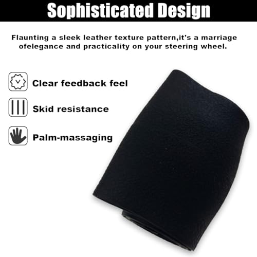 Car Steering Wheel Cover, Soft Odorless Silicone Steering Wheel Protector, Anti-Slip Auto Steering Wheel Cover Universal Fit 14 Inch, Vehicle Interior Accessories for Cars SUVs Trucks (Black) - Thumbnail 3
