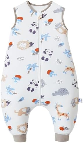 Chilsuessy Baby Schlafsack mit Füße 2.5 Tog Ganzjahres Schlafsack (CPC-Zertifizierung) Baby Schlafsäcke Babyschlafsack mit Beinen für Säugling Kinder, Wald Panda, 70cm/Baby Höhe 80