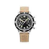 Montres chronographes pour homme : nos montres pour homme sont une étape au-dessus des autres, offrant à la fois style et fonctionnalité dans un seul colis. La montre chronographe H-75 (cadran noir, bracelet en cuir vieilli sable) – La montre militaire pour homme est une pièce de déclaration, conçue à l'origine dans les années 1970 pour les pilotes d'hélicoptère italiens, elle respire l'élégance robuste. Avec une résistance à l'eau jusqu'à 10 ATM et un mouvement chronographe à quartz meca, cette montre est aussi fiable qu'élégante montre vintage pour homme.