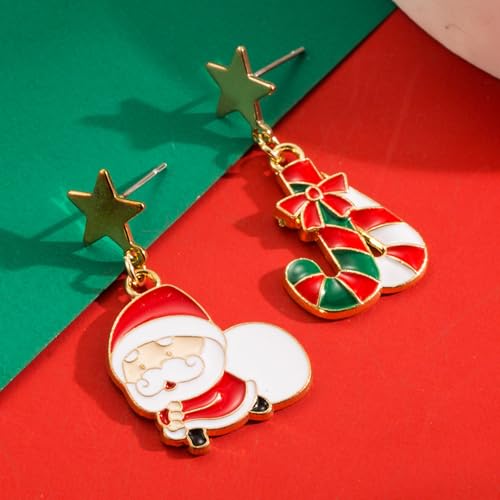 Christmas Earrings for Women Cute Holiday Dangle Drop Earring Christmas Tree Santa Claus Christmas Hat socks Bell Snowman Stud Earrings Jewelry Costume Outfit Accessories - Image 6