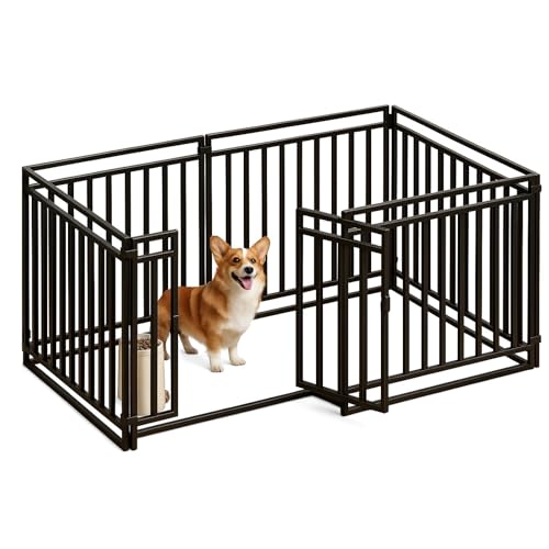 Heavy Duty Indoor Dog Crate Extra Large Adjustable Collapsibles Fence  Thickened Square Tube Design for All Dog Breeds, Combination Crate/Playpen, Black(120 * 60 * 60cm-6pcs)
