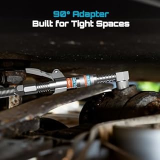 Seesii Grease Gun Accessory Kit, Includes Quick-Release Coupler, 90 Degree Grease Gun Coupler Adapter, 12 Inch Flexible Hose, 2 Grease Needle Tips for Easy Greasing Narrow, Tight & Deep Spaces, GR04P