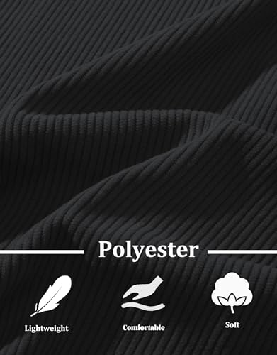 EKLENTSON Men's Shirt Corduroy Long Sleeve Casual Button Down Shirts Shacket Jackets Slim Fit Jacket Black M - Image 6