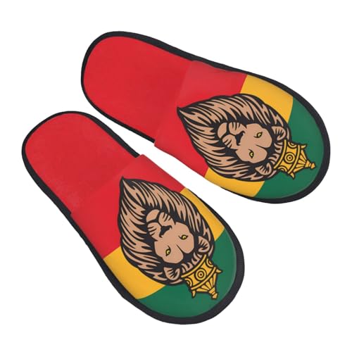 Jamaican Flag Rasta Reggae Judah Lion Slippers Cozy Non-Slip House Slippers Soft Fluffy Indoor Shoes For Women Men