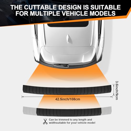 Image of Car Rear Bumper Protector, 41.5inch x3.6inch Car /SUV /Trunk Universal Rubber Anti-Scratch Trunk Exterior Accessories