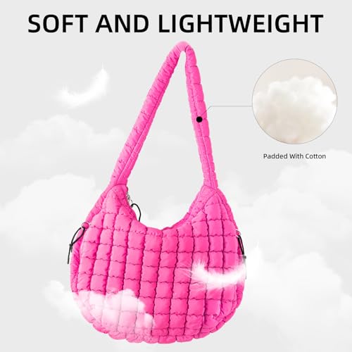 Image of Puffer Quilted Shoulder Bag Large Puffer Tote Bag for Women,Hobo Quilted Tote Bag Crossbody Shoulder Handbags Puff Purse