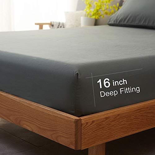SONORO KATE Bed Sheet Set Super Soft Microfiber 1800 Series Luxury Egyptian Sheets 16-Inch Deep Pocket Wrinkle and Hypoallergenic-4 Piece(Queen Dark Grey) - 5