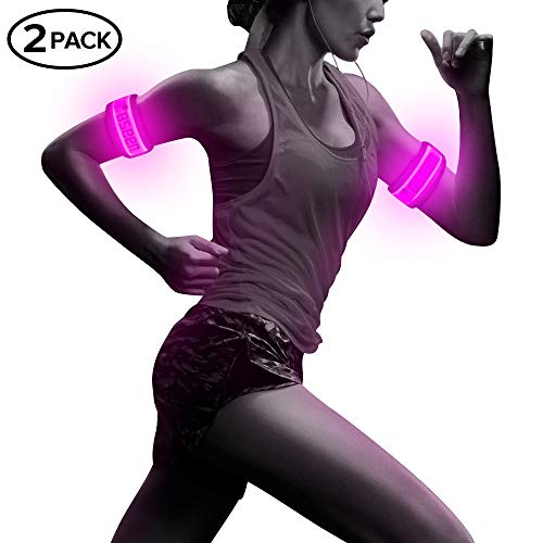 BSEEN Pack of 2pcs- LED Sports Saftey Flashing Reflective Armband with High Visibility