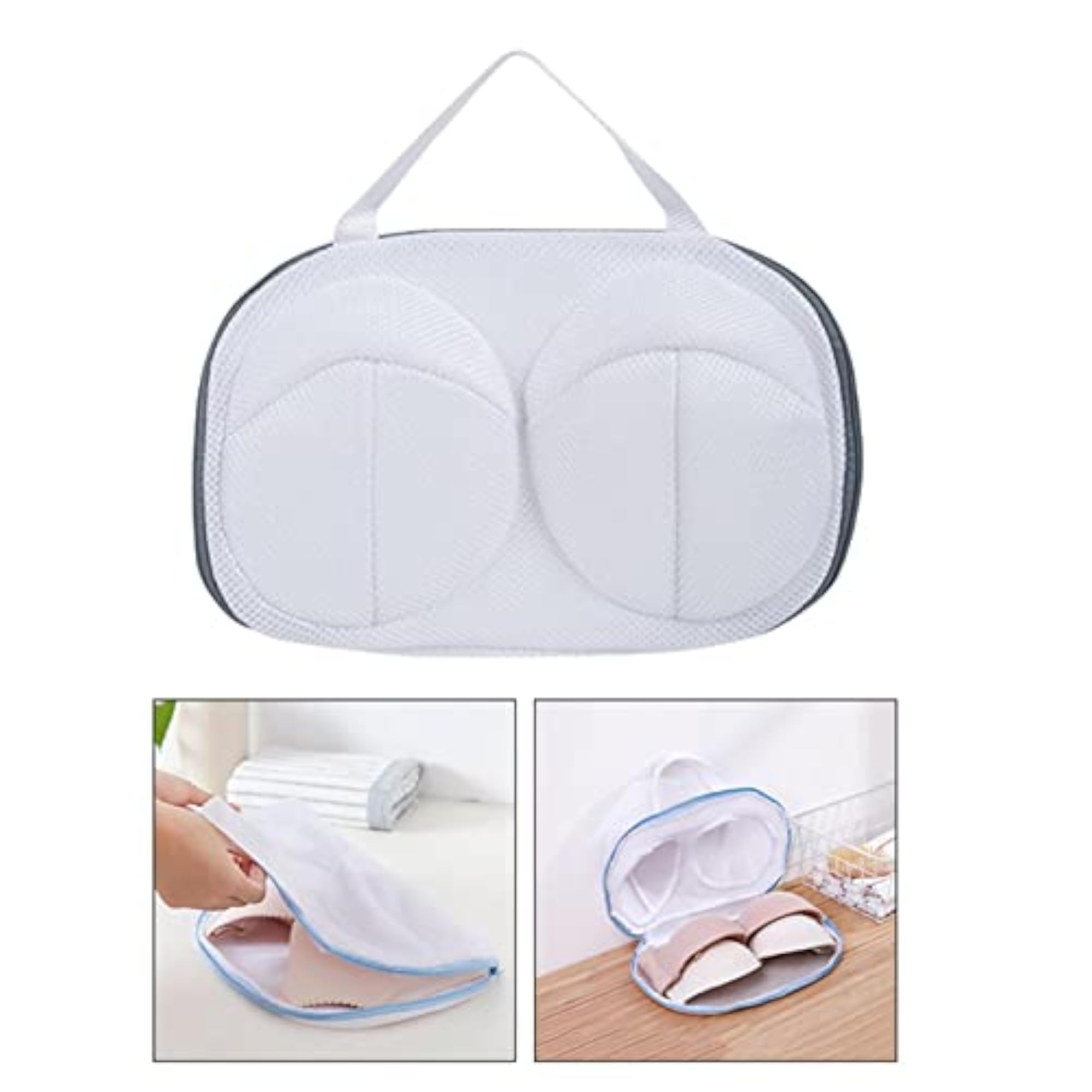 Bra Washing Bag for Air Drying & Hanging, Gray Edge