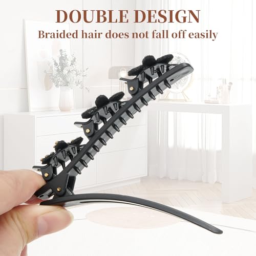 ZOUIQSS 4 Pcs Braided Rhinestone Hair Clips, Sparkling Crystal Stones, Elegant Hair Styling Clips, Rhinestone Hair Clip - Image 3