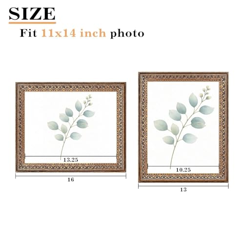 Image of VIOLABBEY 11x14 Picture Frame Antique Black and Gold, Vintage Photo Frame for Wall or Tabletop Display, Classic Design for Office Home Decor, Fits 11x14 Inch Pictures